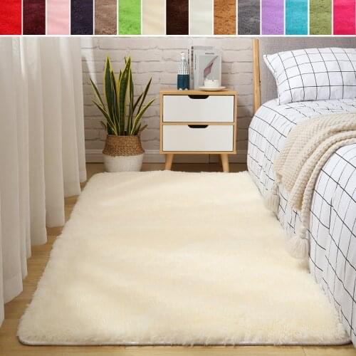 Solid Colors Plush Fluffy Rug Pink Purple Carpet Thicker Cloakroom Child Bedroom Non-slip Mat for living room Bedside Home Decor
