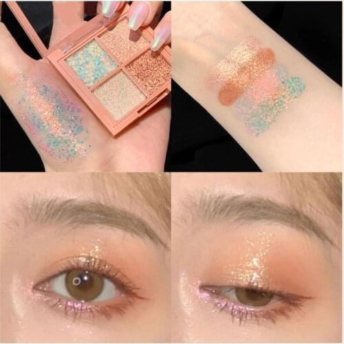 1PCS Makeup 4 Color Eye Shadow Palette Glitter Pearlescent Waterproof Big Sequin Eye Shadow Makeup Palette Shimmer Eyeshadow