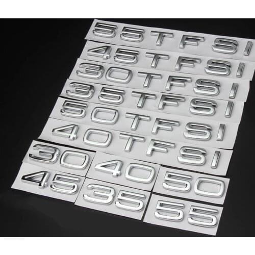 Car Displacement Stickers for Audi A3 A4 A6 Q3 Q5 Q7 30 35 40 45 50 55 TFSI Limited 3D metal rear Emblem tail badge Sticker