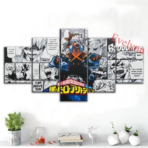 Anime Poster My Hero Academia 5 Pieces Modern Canvas Frame katsuki Wall Art Print Modular Picture For Living Room Decor Painting