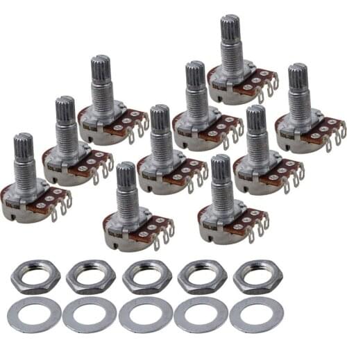A100K Electric Guitar Control Potentiometer Diameter 18mm Shaft Pack of 10