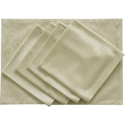 Promotion Set of 8pcs 3D Embossed Shiny Glitter Silvery/Gold Table Placemat 13"x 18"/Table Napkin 18"x18"GIFT SET P4325