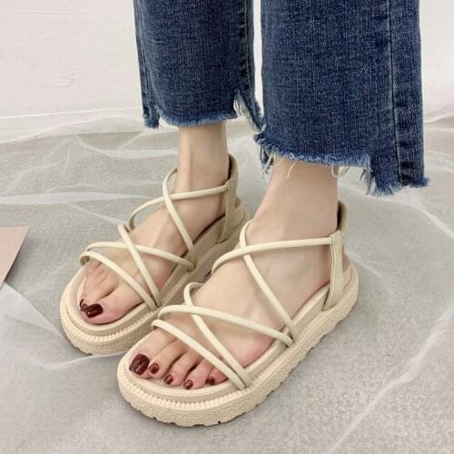 New Fashion sandal Back Strap Summer Shoes Gladiator Casual Sandal Narrow Band zapatos mujer ShoeWomen Sandals Low Heel Lace Up
