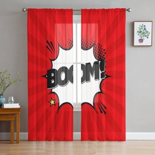 Comic Art Boom Window Treatment Tulle Modern Sheer Curtains for Kitchen Living Room the Bedroom Curtains Decoration