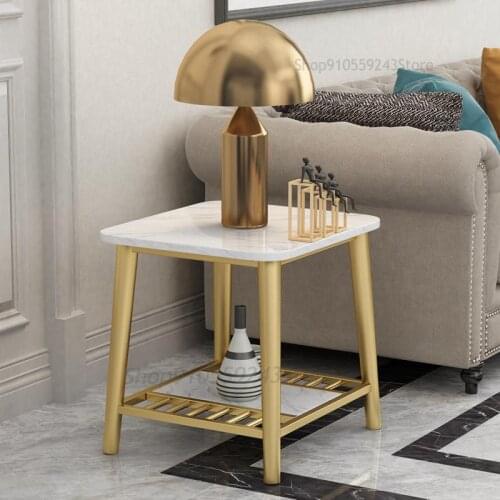 Nordic Modern Minimalist Living Room Marble Sofa Side Table Creative Seating Corner Several Bedroom Iron Art Small Square Table