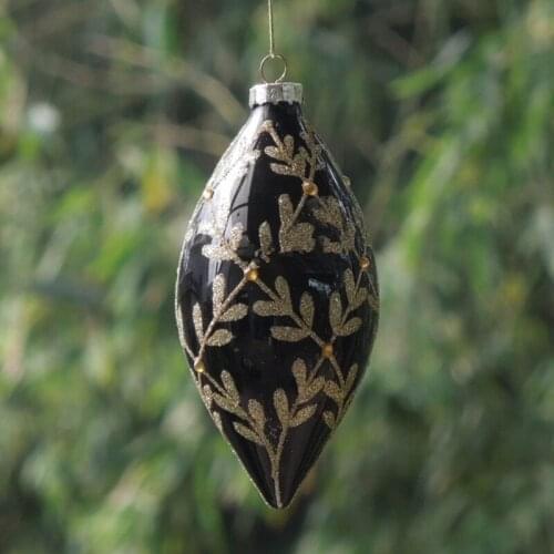 64pcs/pack 7*12cm Cone Shaped Glass Pendant Home Decoration Black Series Hand Painting Christmas Tree Hanging Ornament