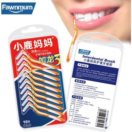 Fawnmum Dentist Materials 10 Pcs/set Teeth Cleaning Brushes for Braces Orthodontic Brush Toothpicks Dental Floss Oral Hygiene