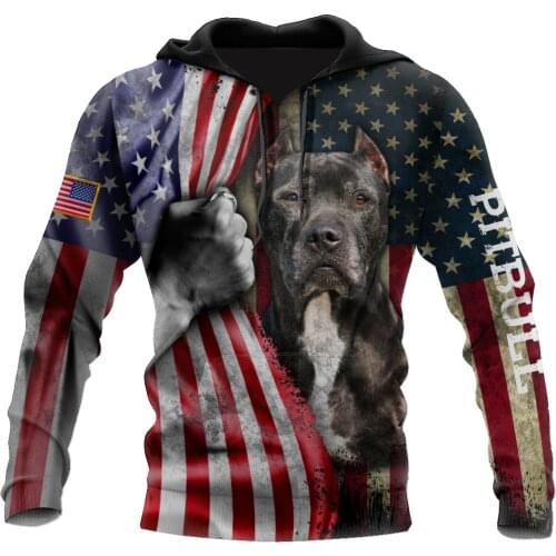 Pit Bull Terrier American Flag 3D Print Hoodie For Men And Women Sweatshirt Streetwear Zip Pullover Casual Jacket Tracksuit-170