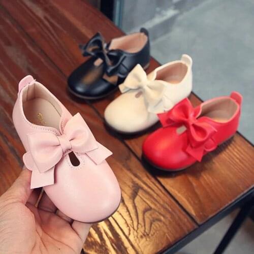 JY 2020 Children girls pu shoes Girls bowknot Shoes Flat princess Shoes 21-30 3colors 005 TX11