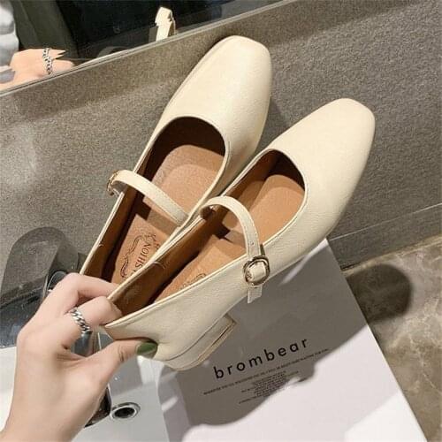 Classics Retro Elegant Nude Pumps Women Platform Wedges Mary Jane Mules Shoes Fashion Casual Office Lady Square Toe Low Heels