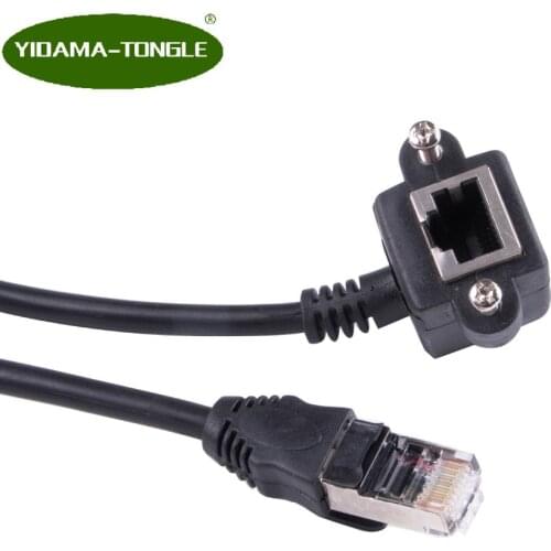 Angled RJ45 Male to Female Lan Network Ethernet Extension Cable Panel Mount Cable 8P8C Computer Shield Cat5 Patch Cord