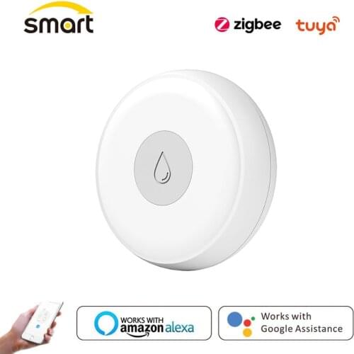 ZigBee Smart Flood Sensor Water Leakage Detector Flood Overflow Alert Security Alarm System Tuya/Smart Life App Remote Control
