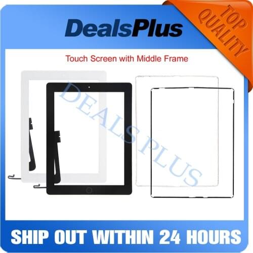 Replacement New Touch Screen Digitizer Glass+ Home Button+Camera Holder +Middle Frame For iPad 4 A1458 A1459 A1460 White Black