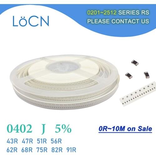 0402 J 5% 10000pcs 43R 47R 51R 56R 62R 68R 75R 82R 91R OHM 1005 SMD resistor 430 470 510 560 620 680 750 820 910 chip resistor