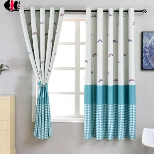 1 PCS W100xL200cm Rainbow Printed Curtains For Kids Baby School Short Window Simple Modern Treatment PC016C