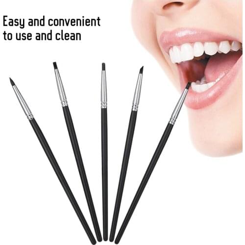 5pcs Dental Porcelain Teeth Silicone Brush Teeth Stain Remover Nail Art Brush Pen Tool