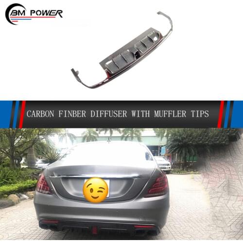 2017 S Class w222 S63 S65 Diffuser for S Class w222 S63 S65 to B Style Carbon Finber Diffuser with Muffler Tips