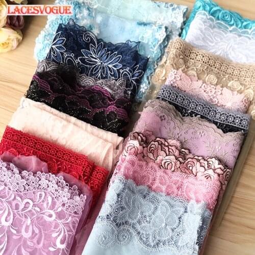 5 Yards 17-26cm Multicolor Mesh Embroidery Lace Trim Handmade DIY Needlework Sewing Doll Dress Clothing Material 150
