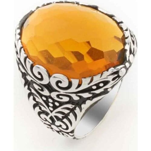 925 sterling Silver Yellow Zircon Men Ring Model 3