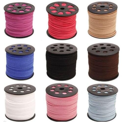 Hry35s 3mm x1 5mm 100 meter black red brown rty32r Faux Flat Suede velvet Lace Leather Cord Jewelry DIY Rope Clothes Shoes