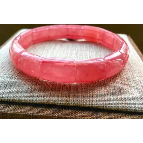 Certificate Natural Rose Rhodochrosite Red Gemstone Clear Rectangle Beads Bracelet Healing Bangle Lady 13x11mm