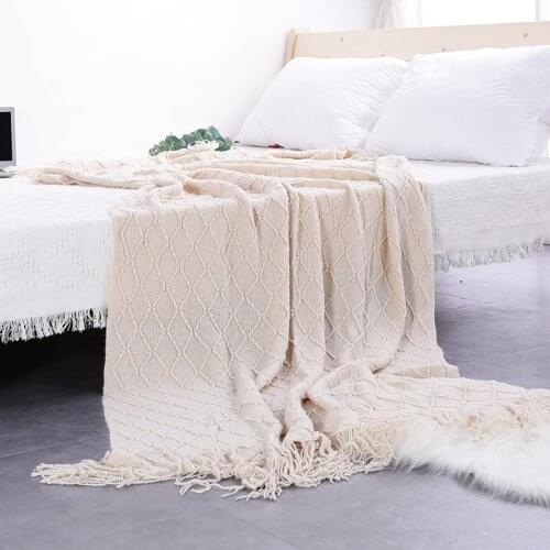 Throw Blanket For Sofa cover Towel Knitted Nap Blanket With Tassels Tablecloth Tapestry Home Bed Decoration Solid Color Plaids