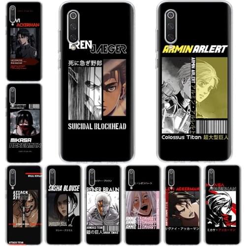 Attack on Titan Levi Mikasa Phone Case For Xiaomi Note Mi 11 8 9 9T 10 10T Ultra CC9 A1 A2 A3 F1 F2 F3 Lite Pro X3 6X 5X CC9E Co