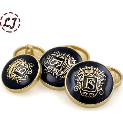 New 15mm/18mm/20mm sewing metal button 10pcs/lot letter decorative buttons British style for overcoat garment accessories DIY