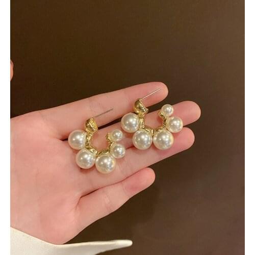 Elegant Celebrity Metal Inlaid Pearl Earrings For Woman 2020 Fashion Jewelry New Luxury Wedding Party Girls Unusual Earrings
