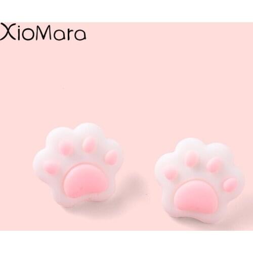 Cute Cartoon Pink White Paw Enamel Pins Animal Badge Rubber Metal Brooch Hat Backpack Lapel Jackets Clothes Gift For Kids Friend