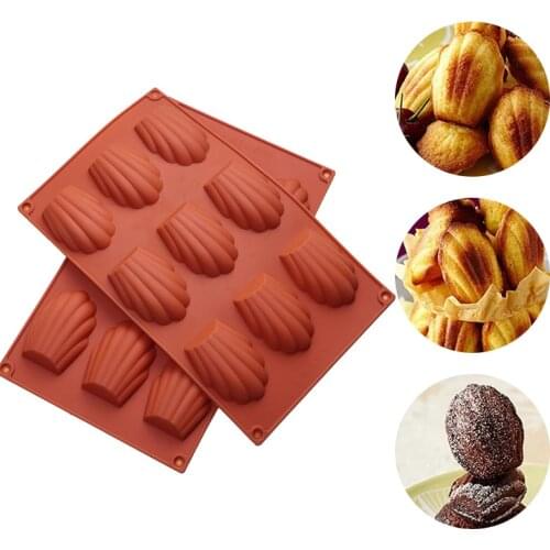 9Grids Cake Mould Madeleine Shell Type Cookies Chocolate Mold Food Grade Silicone Biscuit Fondant Baking Pan Kitchen Tools