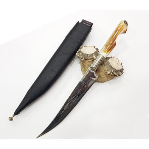 Historical Hand Made Surmene Wedge Cutter Antique Leather Case for Gift Ramiz Kamasi Knife The Handle Made Of Deer Antlers
