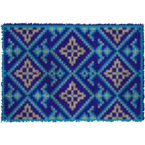 Latch Hook Rug Blue Type H Plush Tapestry Kits Crochet Cushion Mat DIY Carpet Rug Home Decor Thick Yarn 61cmX85cm