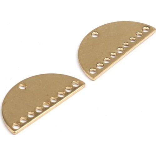 Brass Semicircle Charms,Earring Findings,D Shape Pendant,Raw Brass Pendant,Connectors With 10 Holes,21x11mm-RB1319