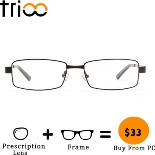 TRIOO Metal Square Reading Glasses Men Graduated Prescription Eyeglasses Cool Black Frame Diopters Spectacles Nearsighted