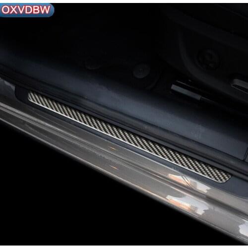 Carbon fibre Door Sills Scuff Plate Trim Welcome Pedal Threshold For Audi A6C7Car accessories Stickers Car Styling interior trim