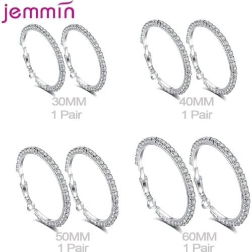Sparkling Earrings Package Sale Real 925 Sterling Silver Circle Fashion Hoop Earrings For Women Luxury Wedding Jewelry