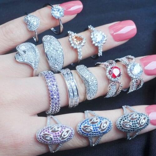 Very Shiny Designer Micro Pave Cubic Zirconia Crystal Ring For Women Engagement Wedding Bridal Jewelry