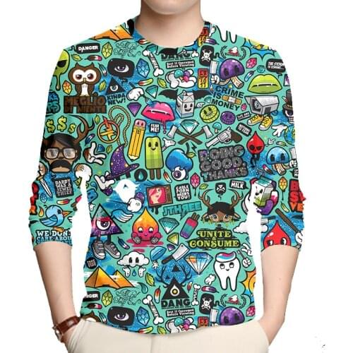 OGKB 3D Long-sleeve T Shirts Funny Psychedelic Printed Hip Hop Casual Anime Graffiti TShirt Women Streetwear Wholsale Oversize