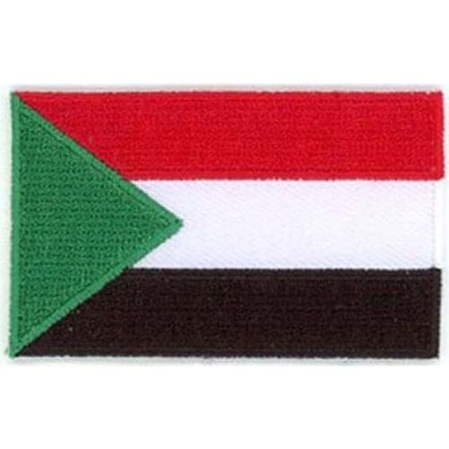 Custom Patches for Flag Sudan Embroidered Labels for Clothing Twill with Flat Broder with Iron On Backing Custom and MOQ50pcs