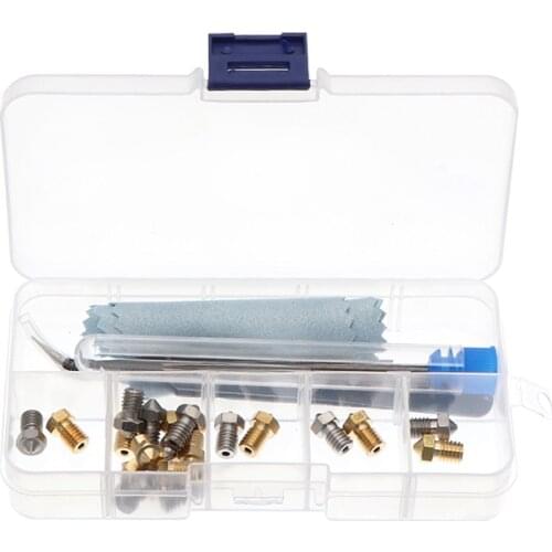 25 Pcs/Set 3D Printer Nozzle 0.2/0.4/0.5/0.6/0.8 mm Extruder Nozzle Surface Lettering M6 Brass Print Head for 1.75 mm 3D Printer