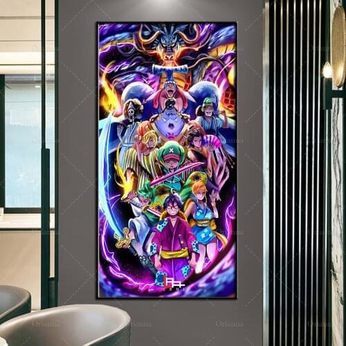 Modern Canvas Painting Anime Poster One Piece Abstract Wall Art Unique Modular Picture For Corridor BedroomDecoration Home Frame