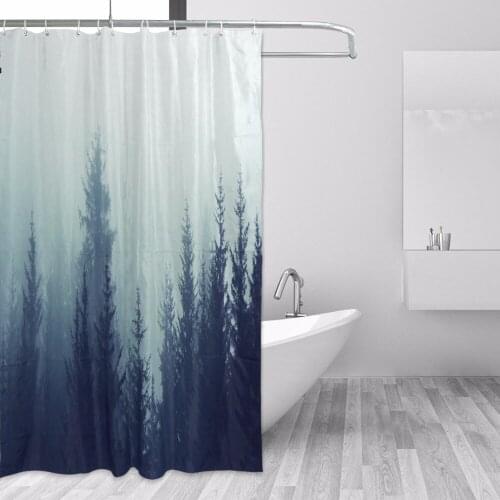 Beautiful Misty Forest Shower Curtain Polyester Fabric Printing Bath Curtain Waterproof Home Product for Bathroom