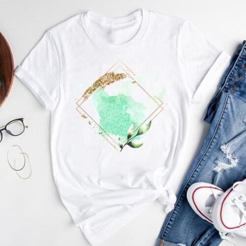 Women Graphic Cartoon Watercolor Holiday 2021 Beach Short Sleeve Summer Fashion Print Female Clothes Tops Tees Tshirt T-Shirt