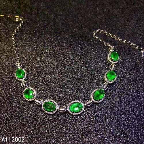 KJJEAXCMY fine jewelry natural Emerald 925 sterling silver new women gemstone hand bracelet support test luxury beautiful