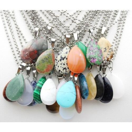 1pcs natural tiger eye stone crystal red agates malachite water drop shape pendant for DIY Jewelry Making Necklace pendant