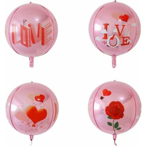 10pcs 22inch Rose Red Pink 4D Round Foil Heart Helium Balloons Wedding Birthday Party Balloons Valentines Day Globos Supplies