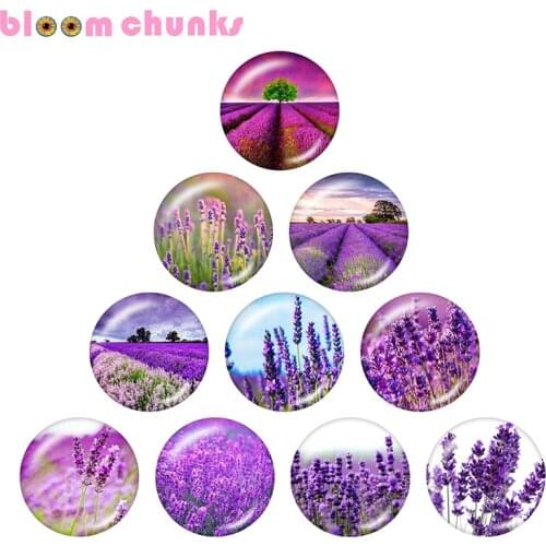 Lavender Flowers purple 10pcs mixed 12mm/18mm/20mm/25mm Round photo glass cabochon demo flat back Making findings A5029