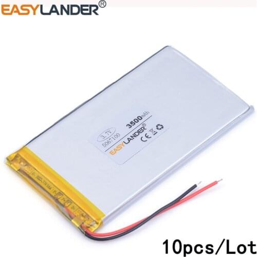 10pcs/Lot 3.7V 5067100 3500mAH lithium Li ion polymer rechargeable battery for tablet pc 7 inch 8 inch 9inch DIY Power mobile