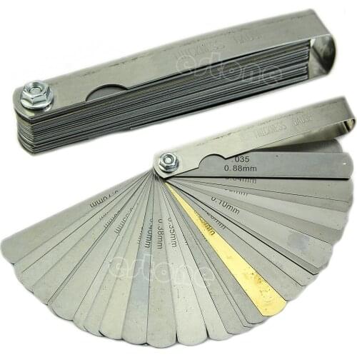 32 Blade Imp/Mertic + Brass Blade Feeler Gauge Tune Up Thickness Set New WF4458037